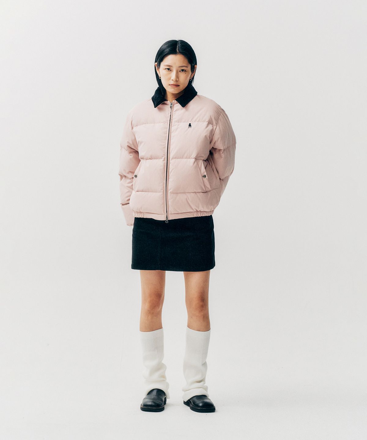 예일(YALE) 탈부착 후드 쇼트 푸퍼 자켓_핑크
