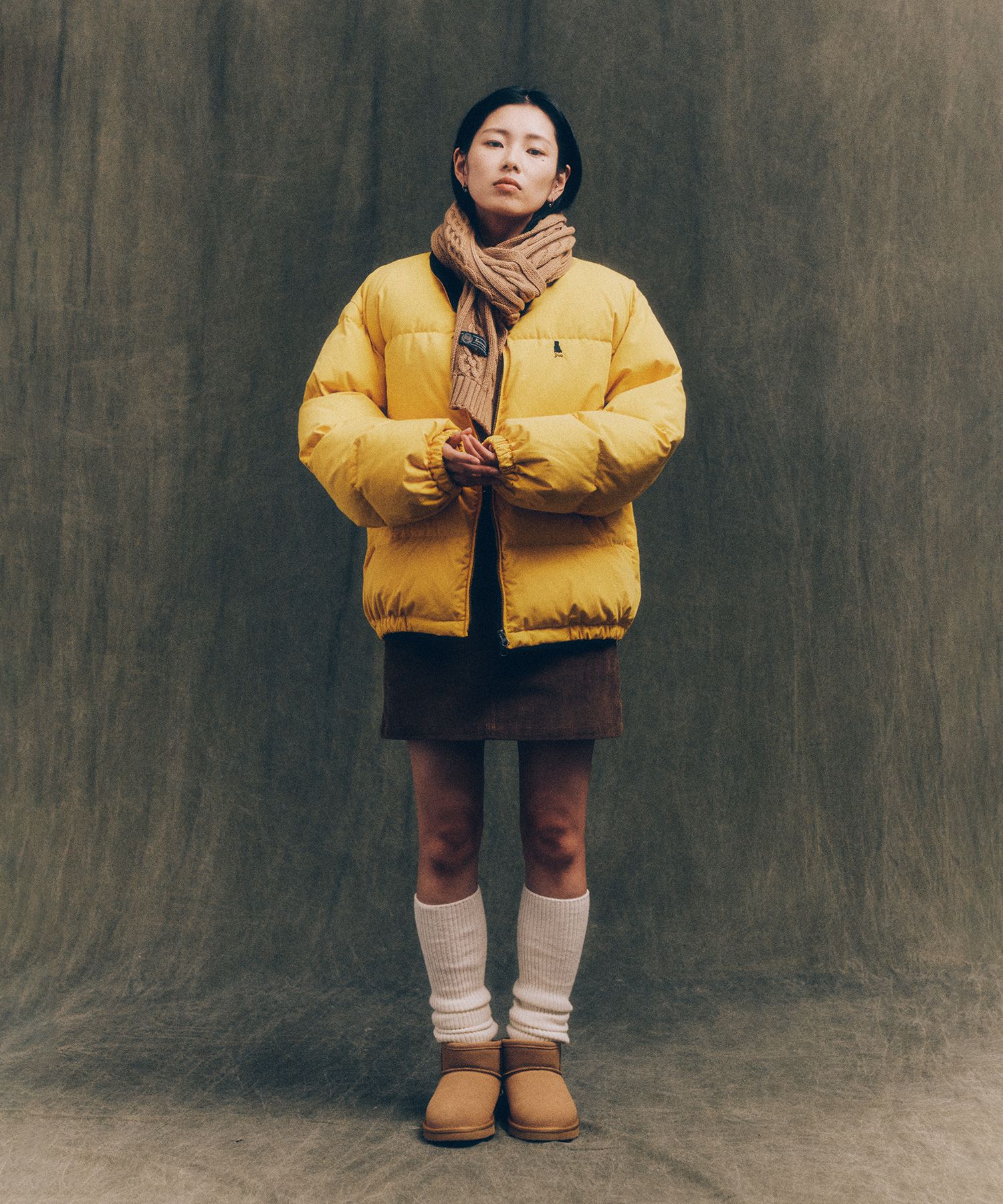 MUSINSA | YALE Detachable Hood Short Puffer Jacket_Yellow