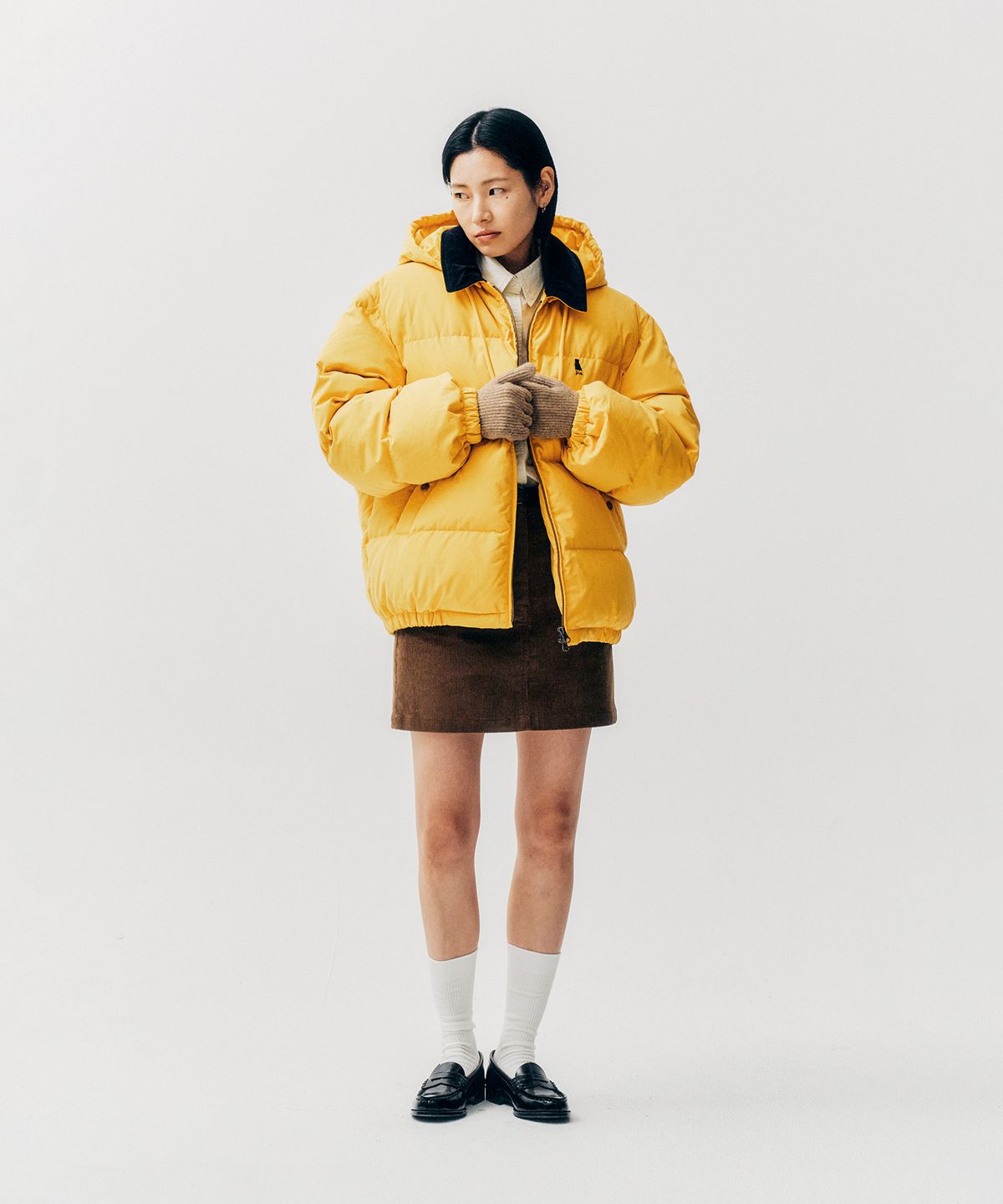 예일(YALE) 탈부착 후드 쇼트 푸퍼 자켓_옐로우