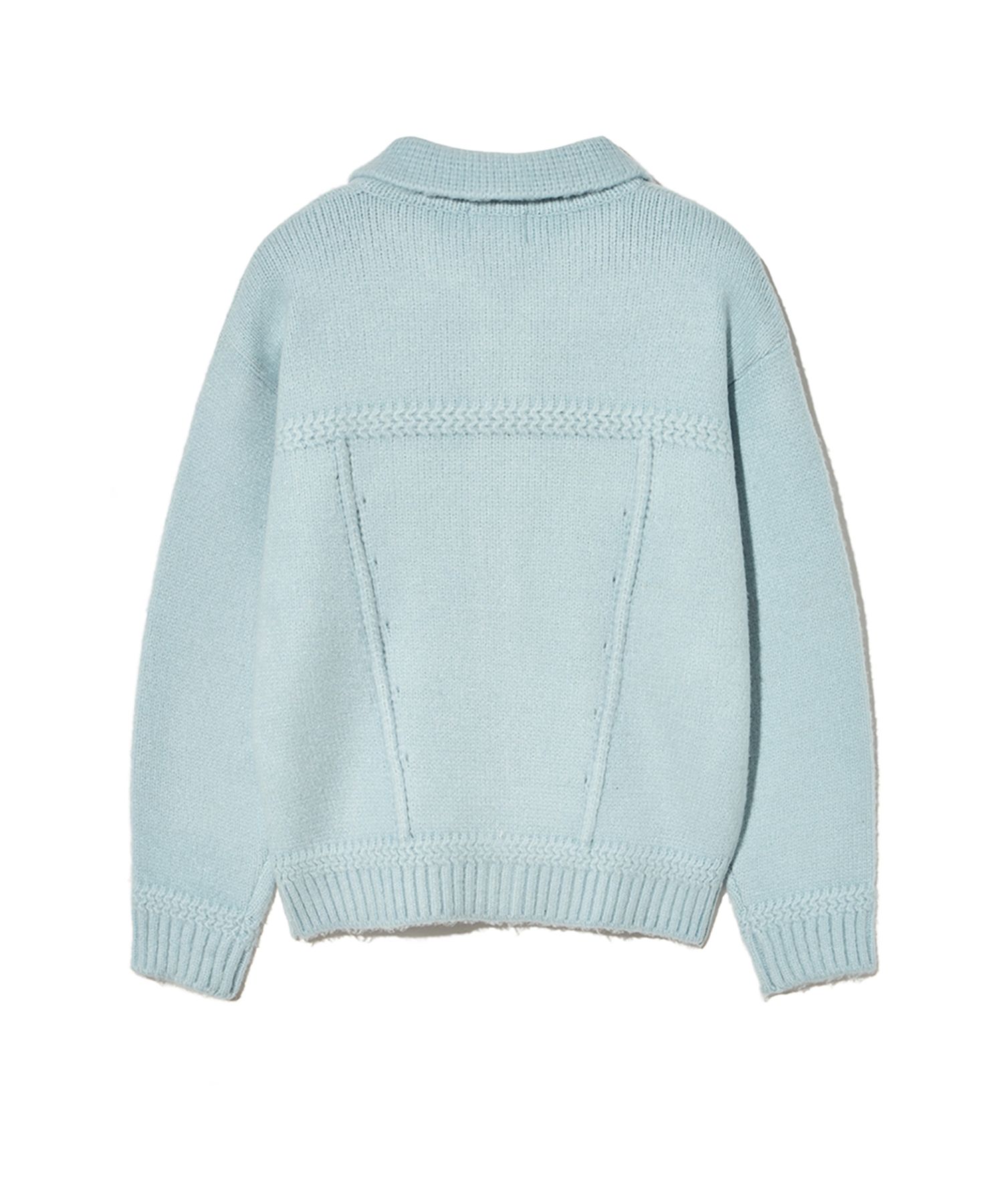 MUSINSA公式 | PHYPS Apple Label Knit Trucker Jacket_Blue