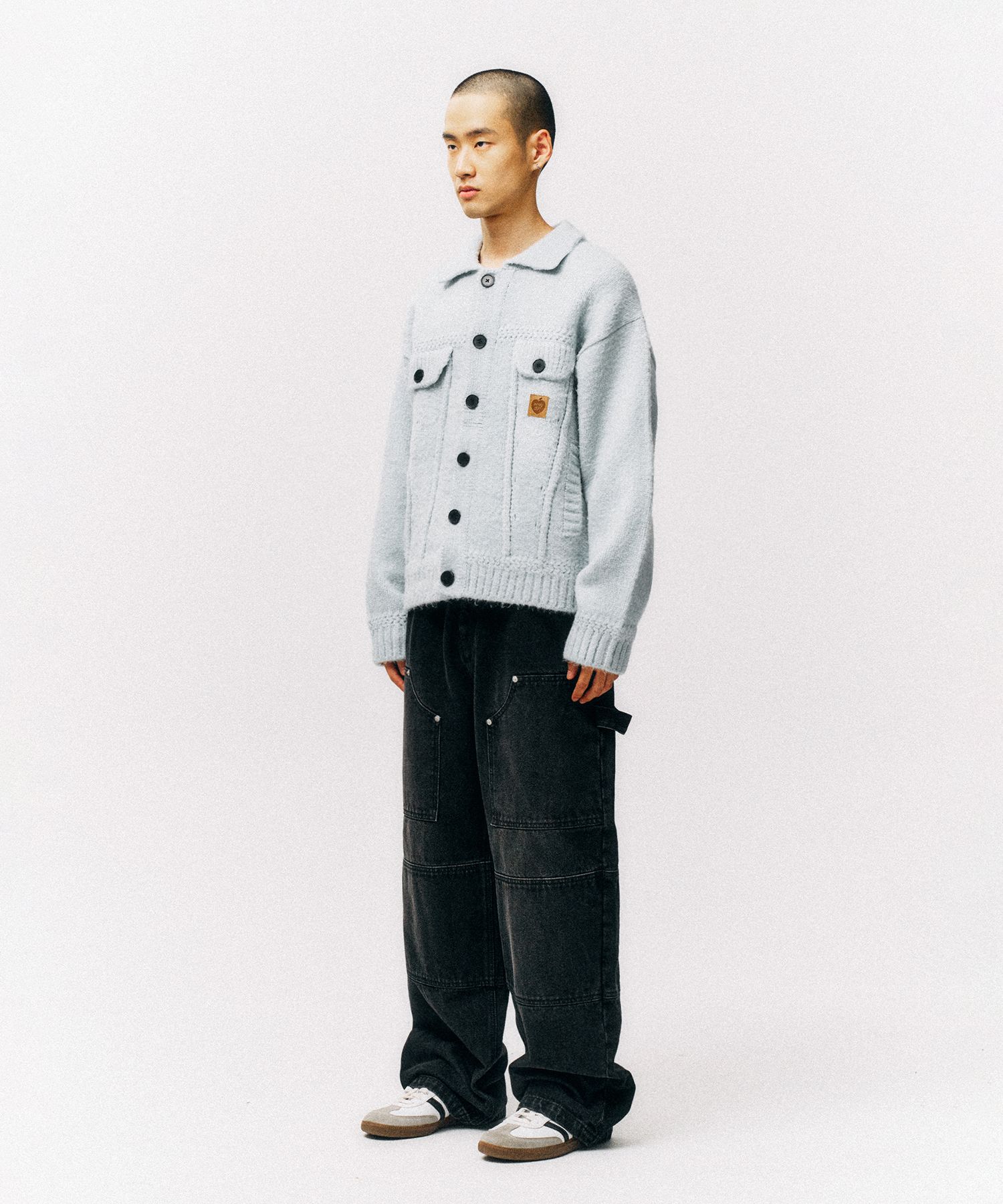 PHYPS ♥ Apple Label Knit Trucker Jacket /追跡付 MUSINSA | PHYPS Apple Label Knit Trucker Jacket_Black