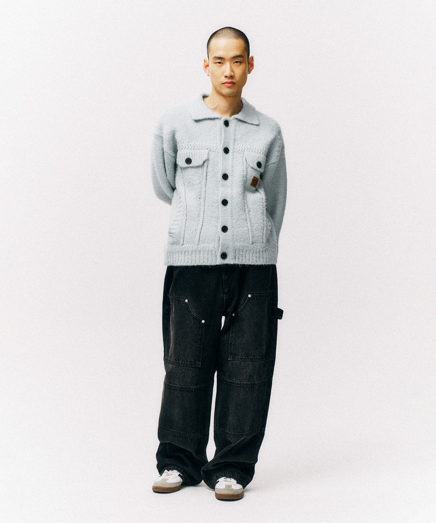 PHYPS ♥ Apple Label Knit Trucker Jacket /追跡付 MUSINSA | PHYPS Apple Label Knit Trucker Jacket_Black