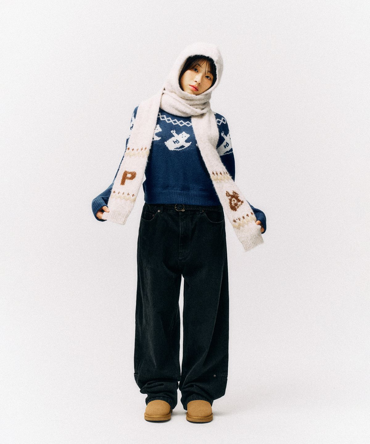 피지컬 디파트먼트(PHYSICAL DEPARTMENT) 자카드 바라클라바 머플러_아이보리