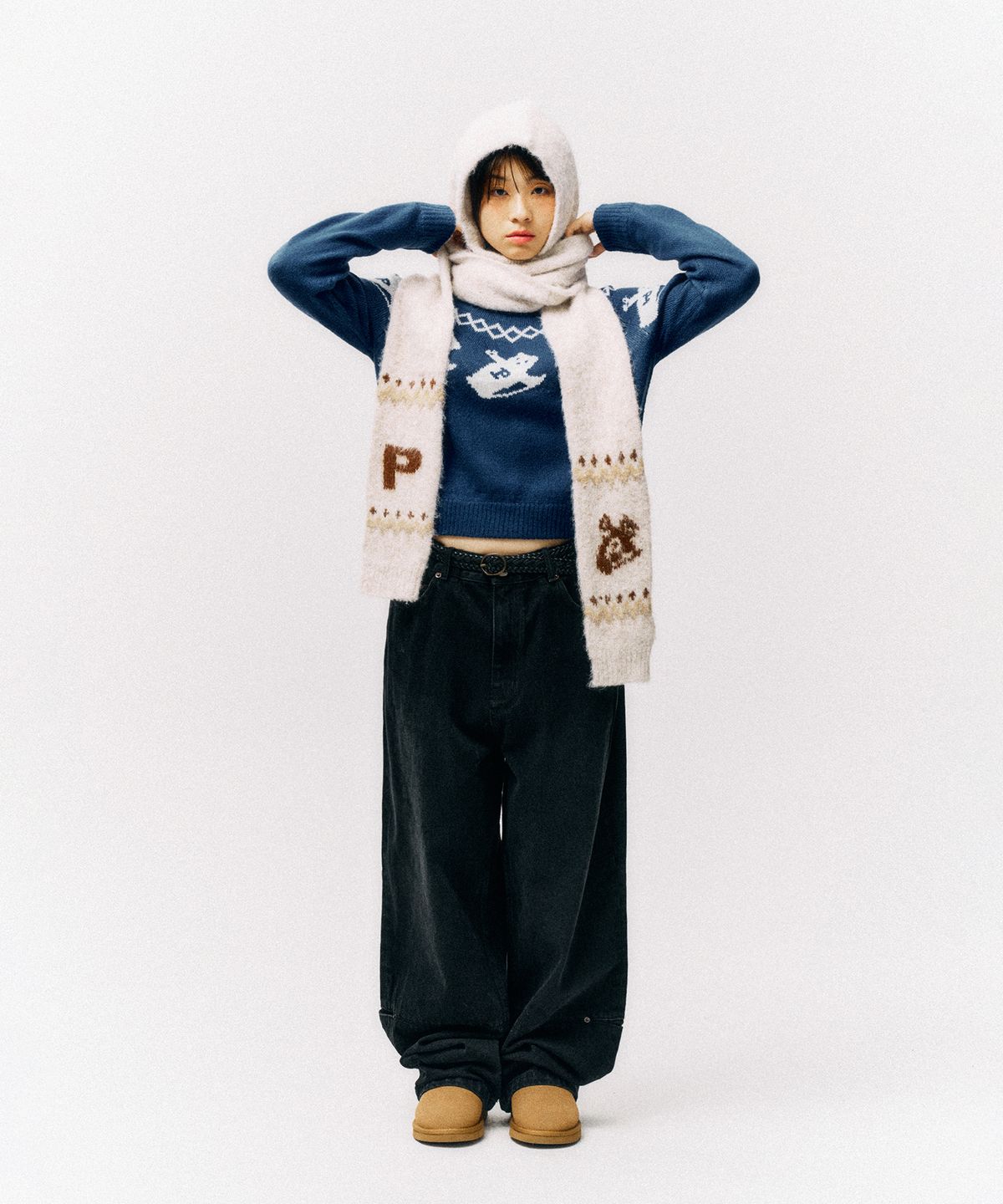 피지컬 디파트먼트(PHYSICAL DEPARTMENT) 자카드 바라클라바 머플러_아이보리