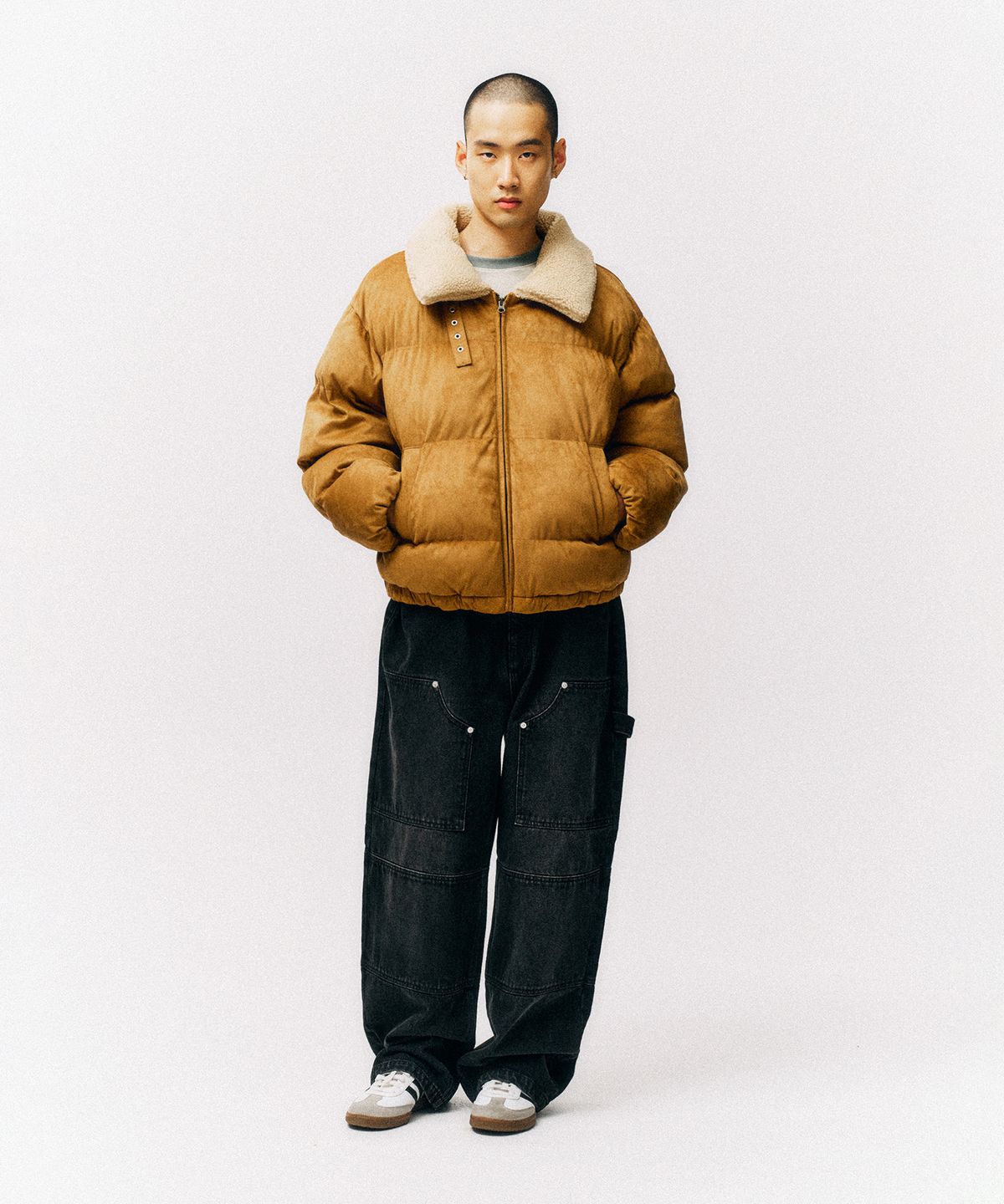 피지컬 디파트먼트(PHYSICAL DEPARTMENT) 스웨이드 보아 카라 푸퍼패딩_카멜