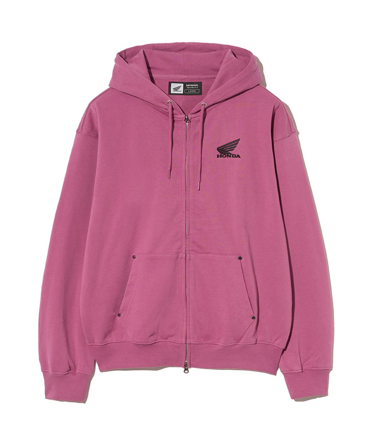 핍스 모터사이클(PHYPS MOTORCYCLE) Honda Small Wing Rivet point Hoodie Zip-up Dark Pink