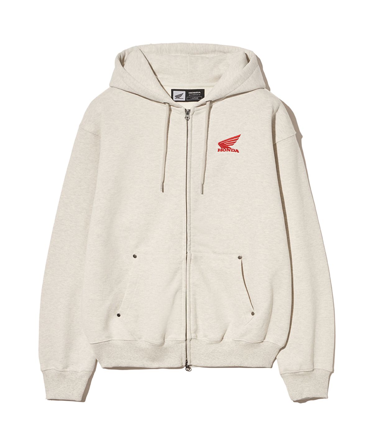 핍스 모터사이클(PHYPS MOTORCYCLE) Honda Small Wing Rivet point Hoodie Zip-up Oatmeal