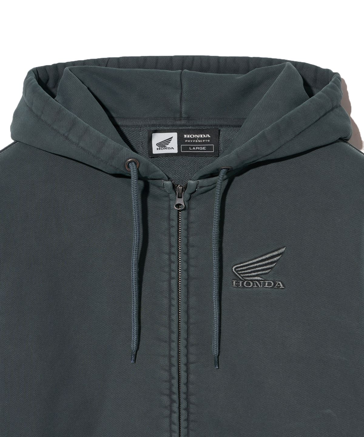핍스 모터사이클(PHYPS MOTORCYCLE) Honda Small Wing Rivet point Hoodie Zip-up PG Charcoal