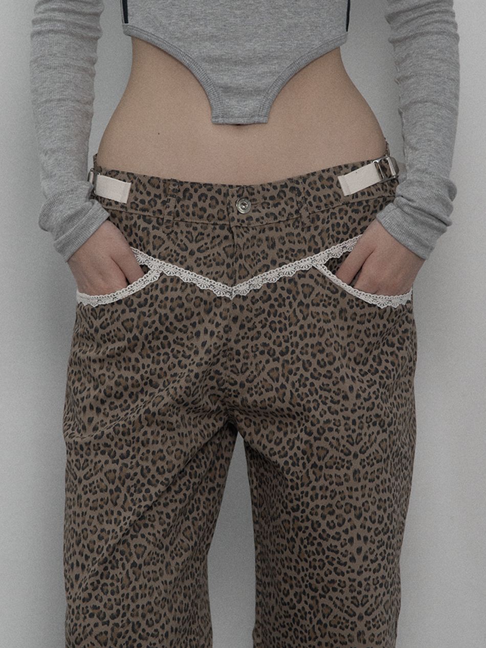 MUSINSA公式 | SETUPEXE LEOPARD LACE PANTS / BEIGE