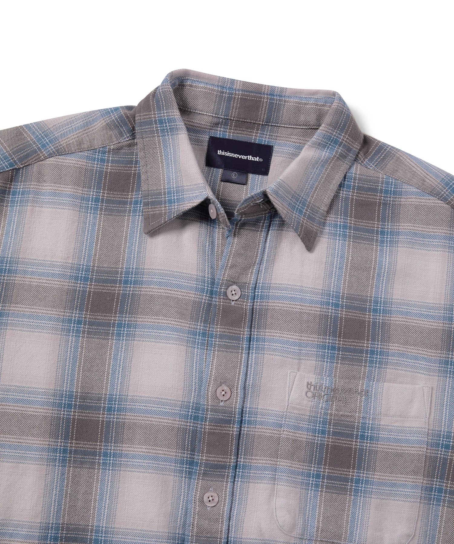 MUSINSA公式 | thisisneverthat Shadow Plaid Flannel Shirt Blue Grey