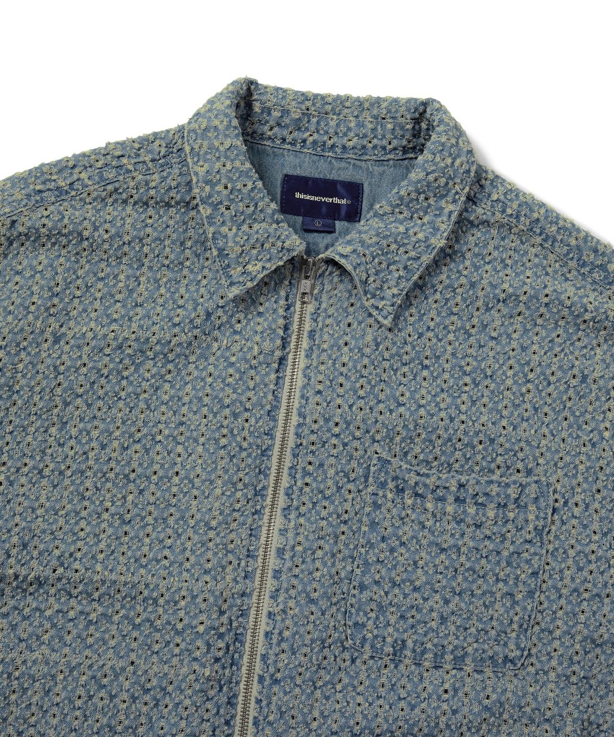 디스이즈네버댓(THISISNEVERTHAT) Damaged Denim Shirt Washed Blue
