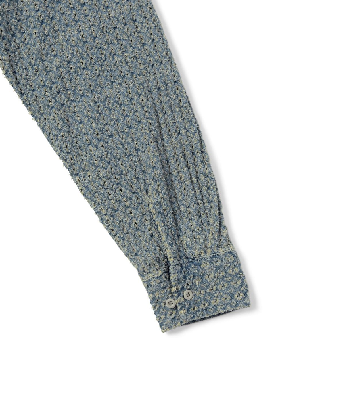 디스이즈네버댓(THISISNEVERTHAT) Damaged Denim Shirt Washed Blue
