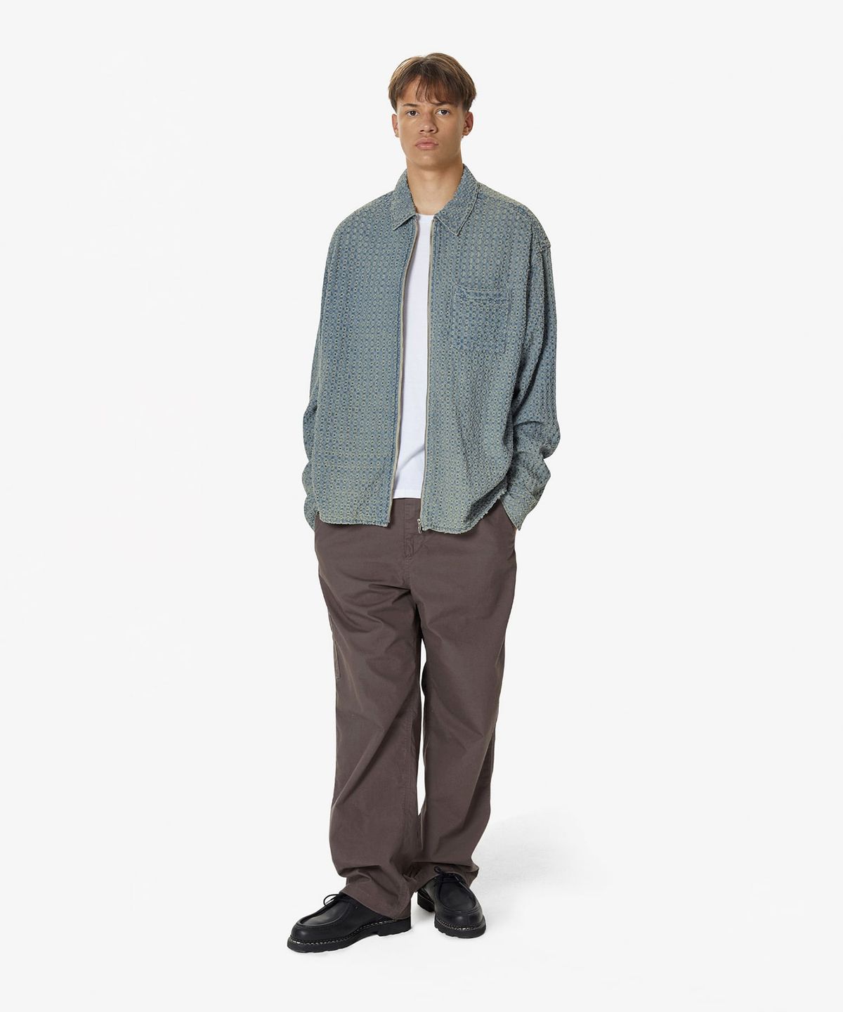 디스이즈네버댓(THISISNEVERTHAT) Damaged Denim Shirt Washed Blue