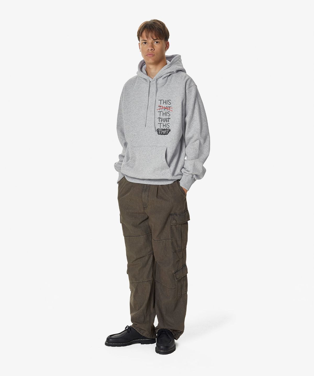 디스이즈네버댓(THISISNEVERTHAT) THISTHAT Skate Hoodie Heather Grey