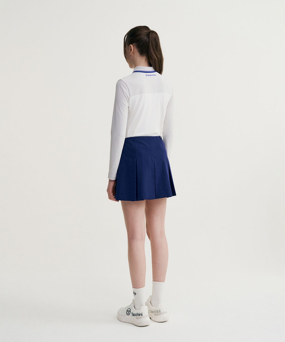 세르지오 타키니(SERGIO TACCHINI) W 프레피 와이드 플리츠 스커트 (Navy)