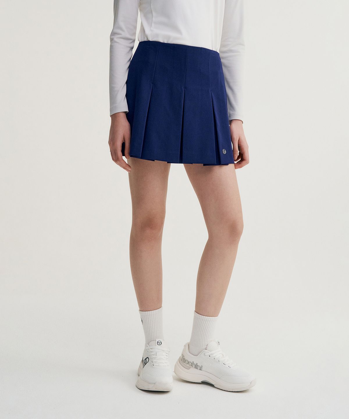 세르지오 타키니(SERGIO TACCHINI) W 프레피 와이드 플리츠 스커트 (Navy)