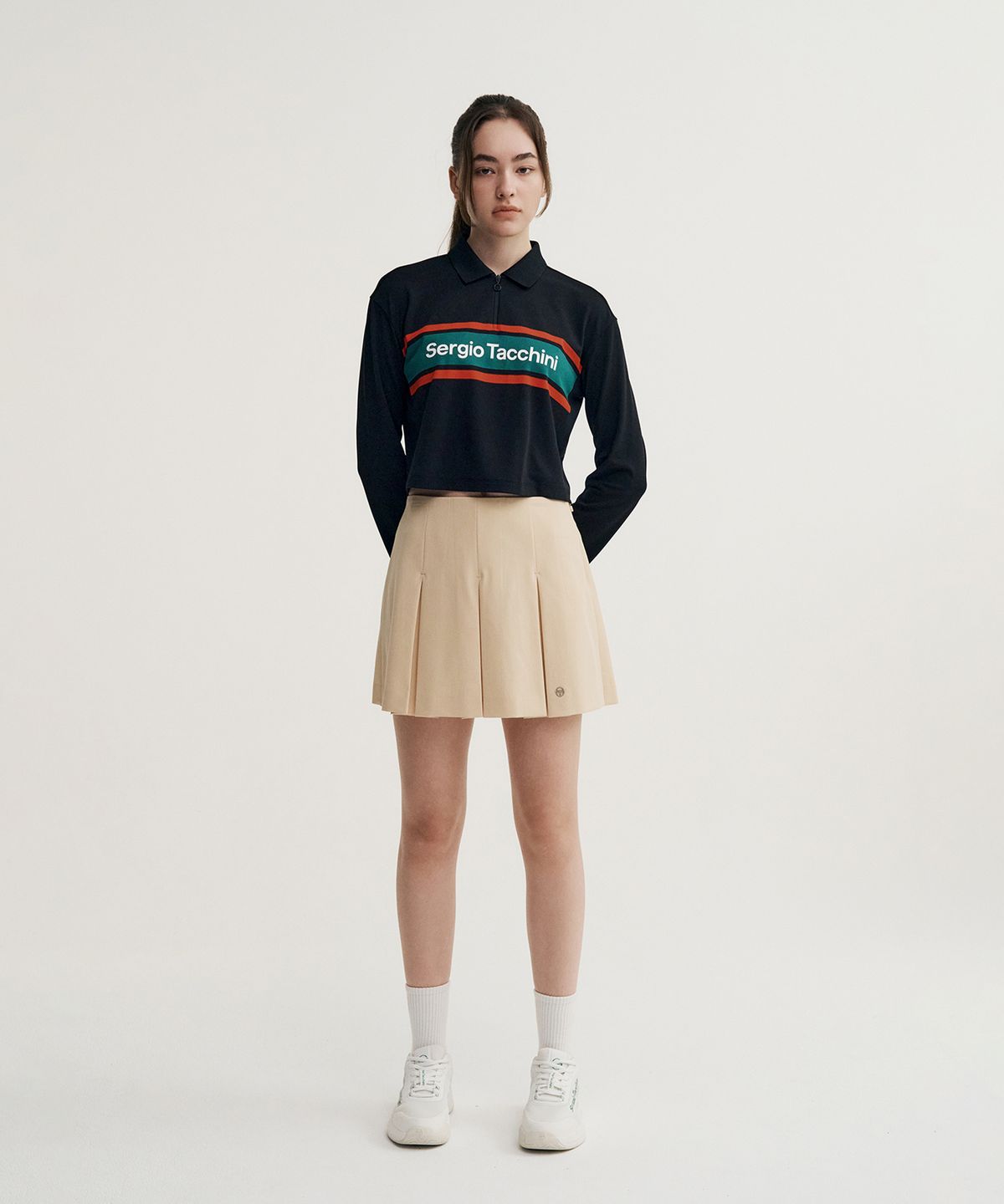 세르지오 타키니(SERGIO TACCHINI) W 프레피 와이드 플리츠 스커트 (Beige)