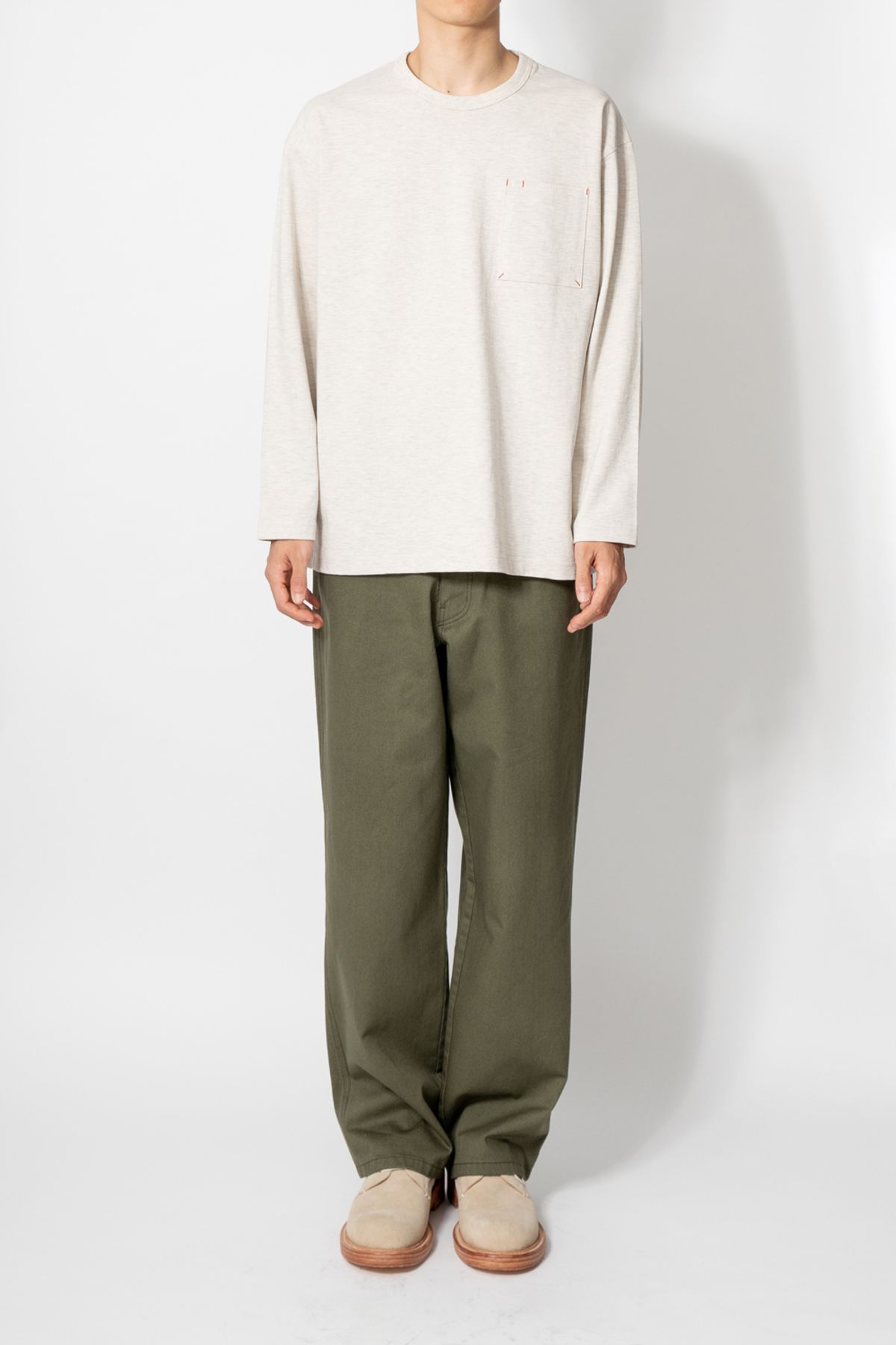 홀리선(HORLISUN) Lawrence Long Sleeve T-shirt Melange Beige