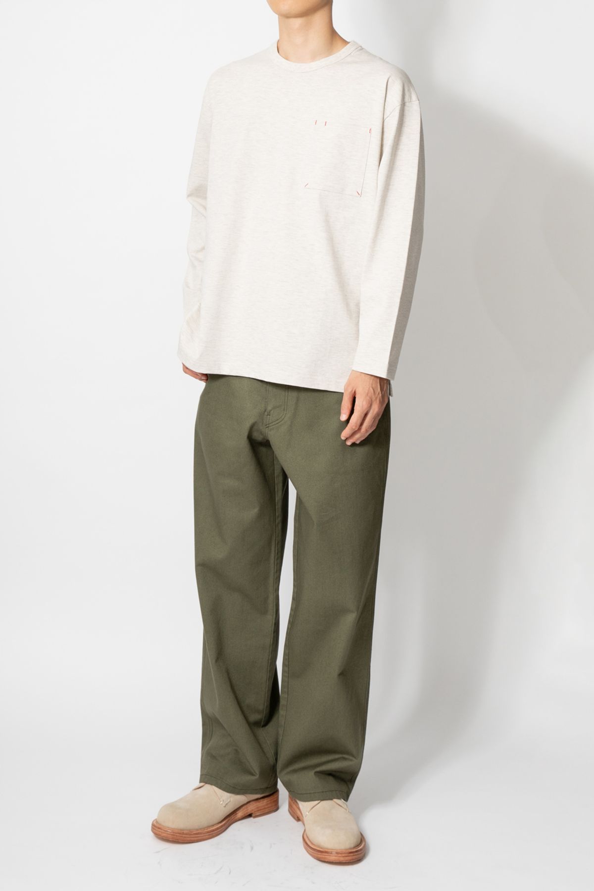 홀리선(HORLISUN) Lawrence Long Sleeve T-shirt Melange Beige