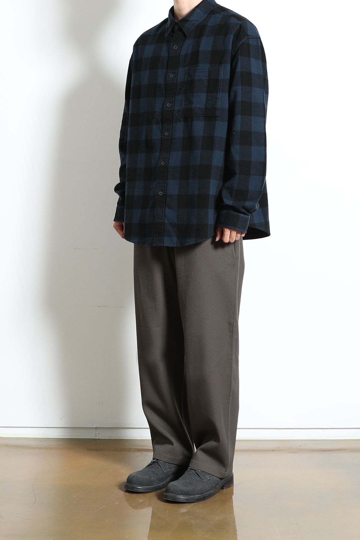 홀리선(HORLISUN) Madison Buffalo Check Shirt Navy