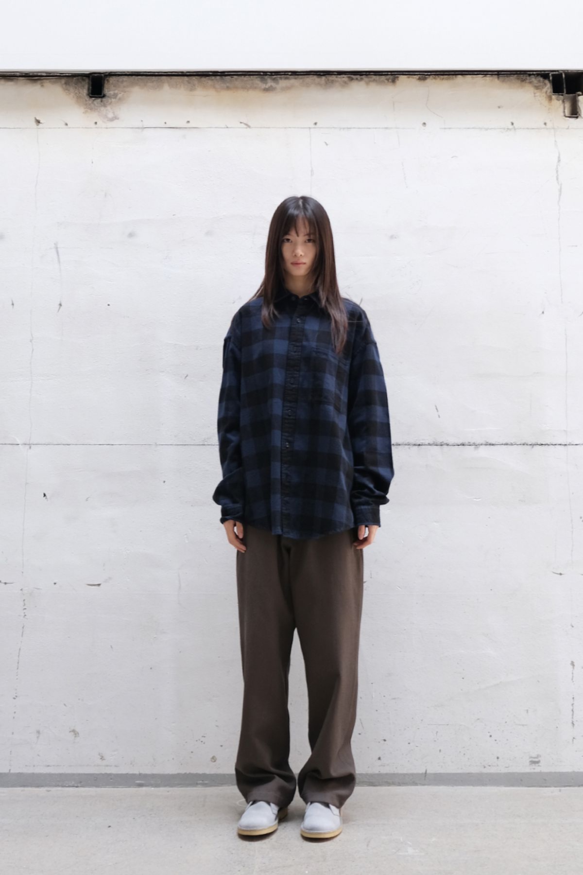 홀리선(HORLISUN) Madison Buffalo Check Shirt Navy