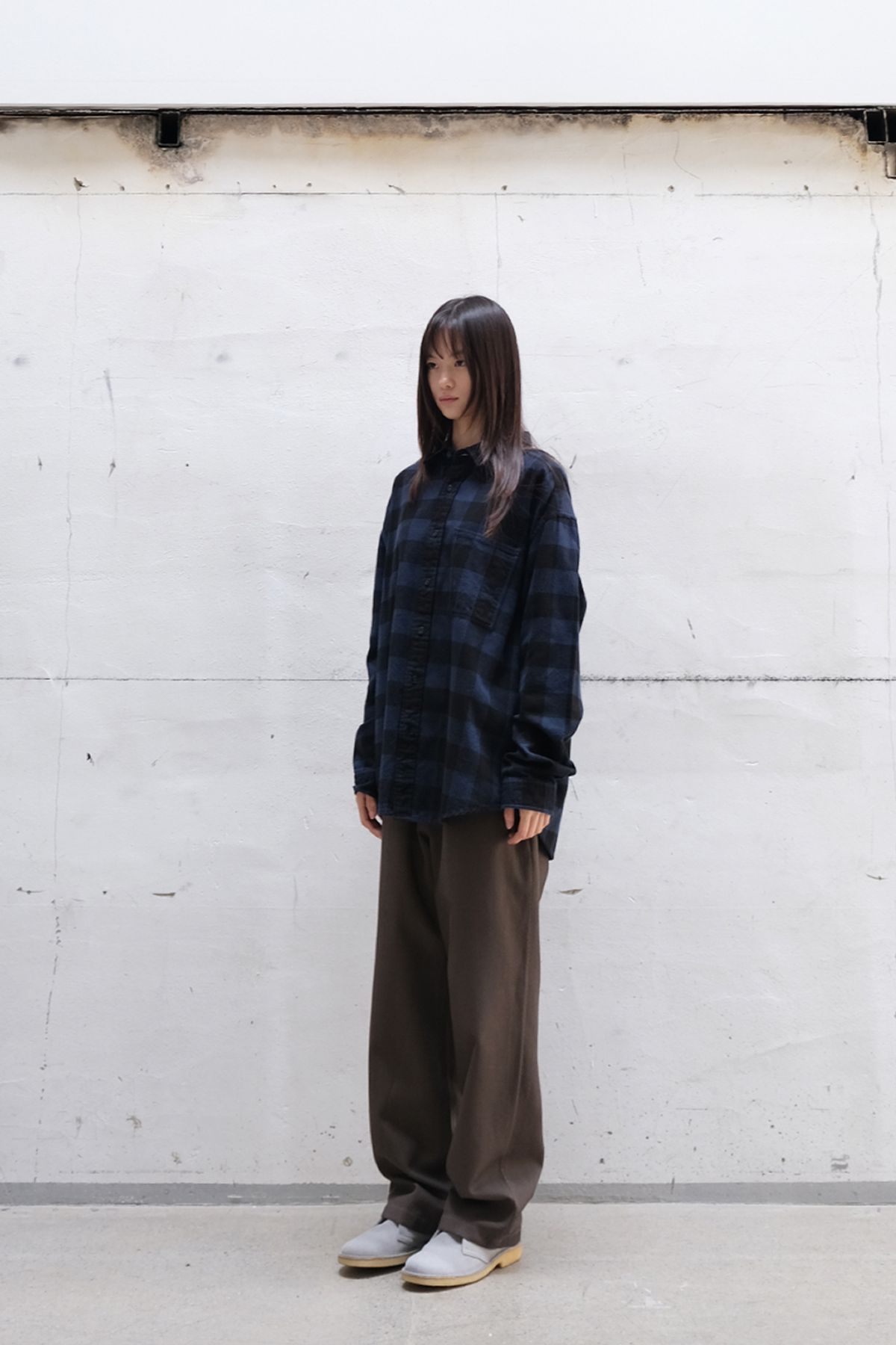 홀리선(HORLISUN) Madison Buffalo Check Shirt Navy