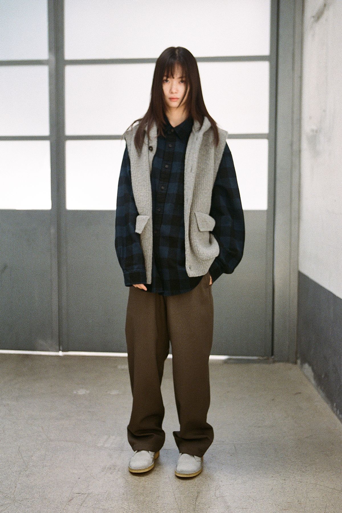 홀리선(HORLISUN) Madison Buffalo Check Shirt Navy