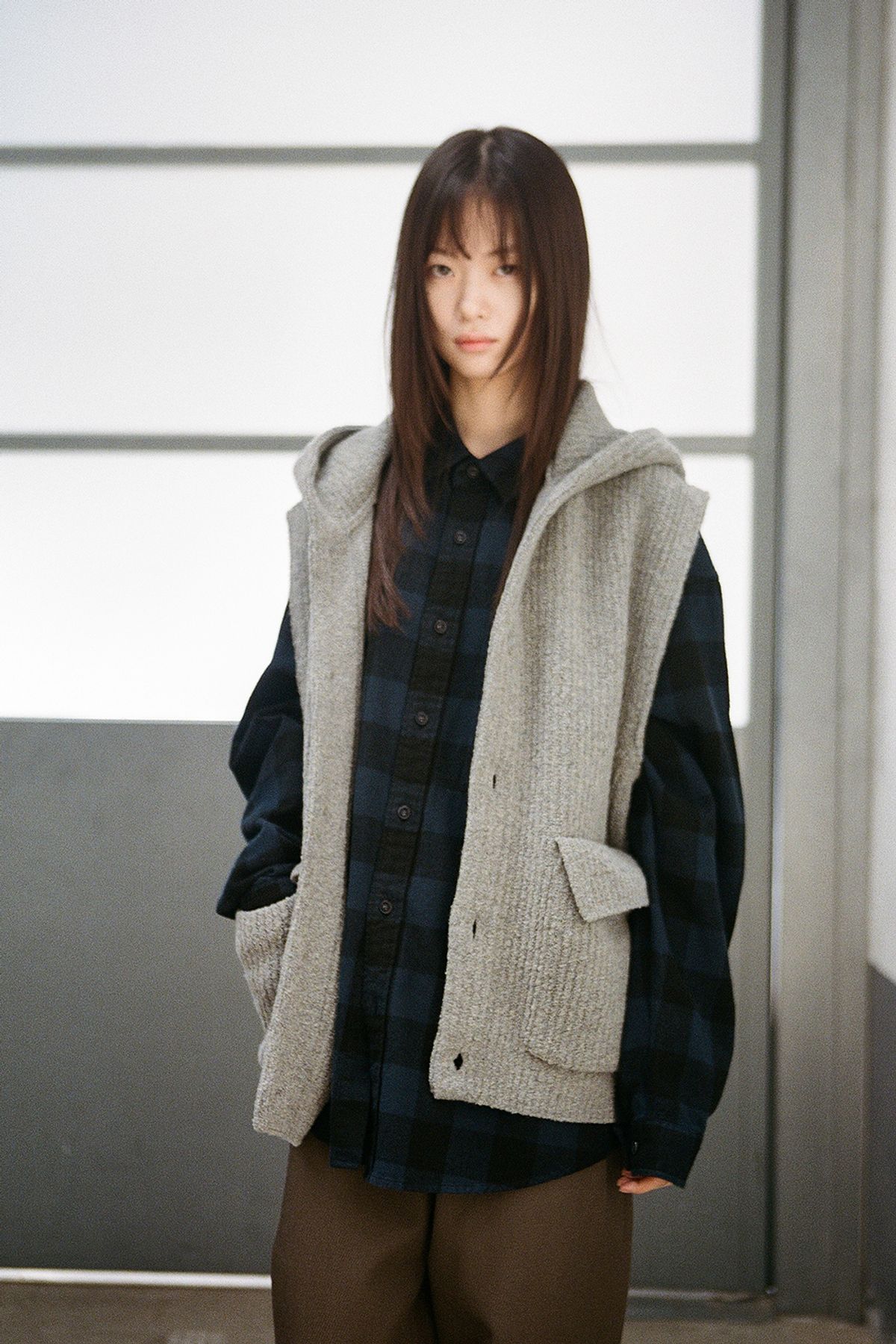 홀리선(HORLISUN) Madison Buffalo Check Shirt Navy