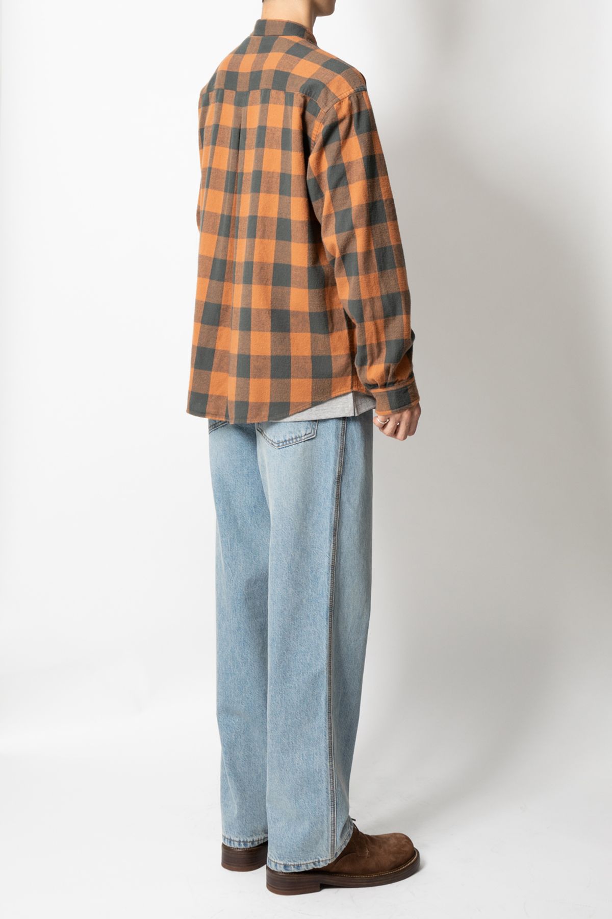 홀리선(HORLISUN) Madison Buffalo Check Shirt Orange