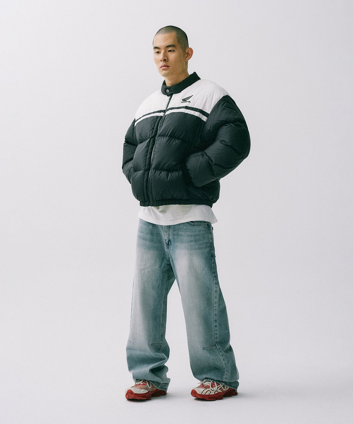 핍스 모터사이클(PHYPS MOTORCYCLE) Honda Wing logo Short Puffer_Black