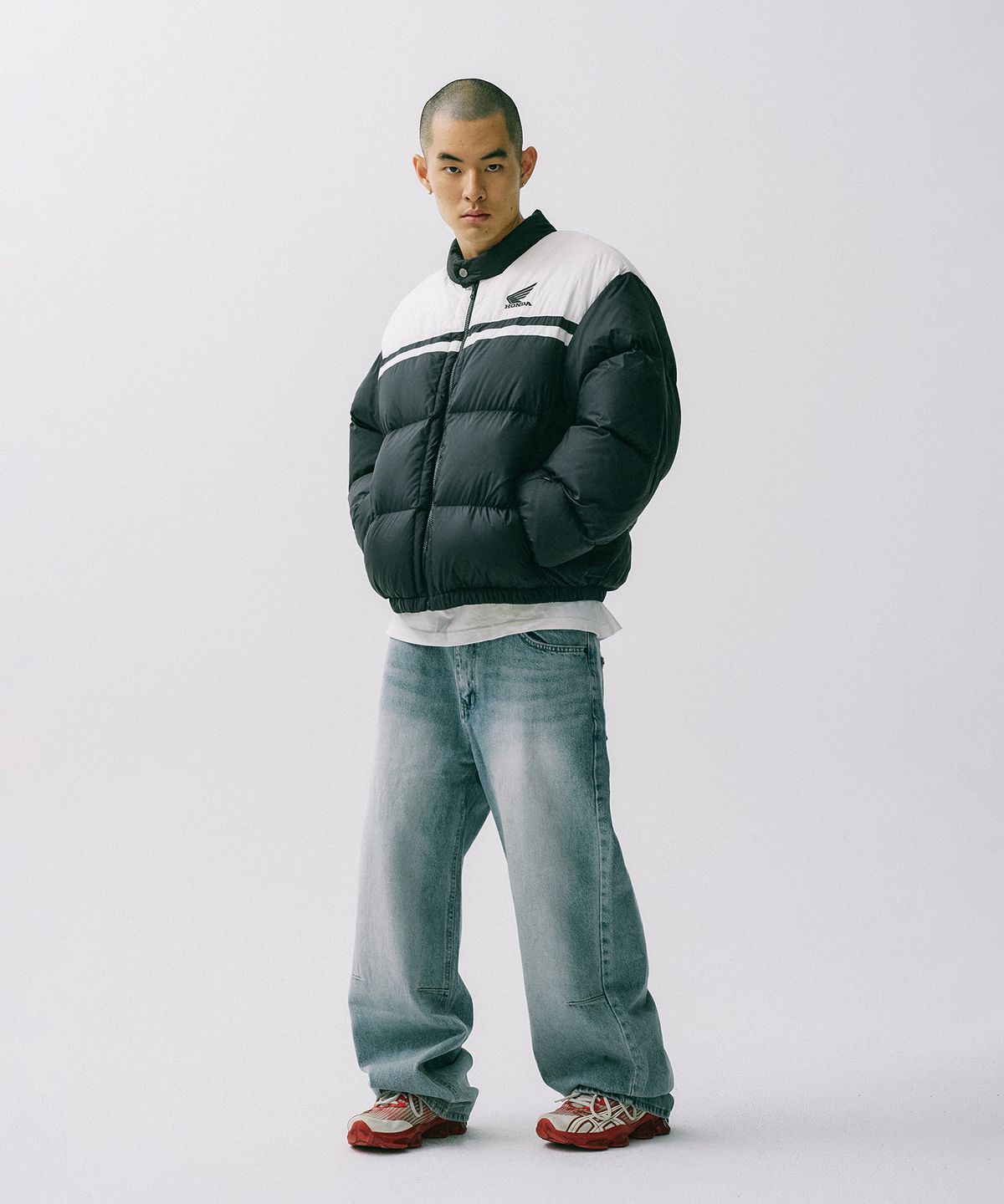 핍스 모터사이클(PHYPS MOTORCYCLE) Honda Wing logo Short Puffer_Black