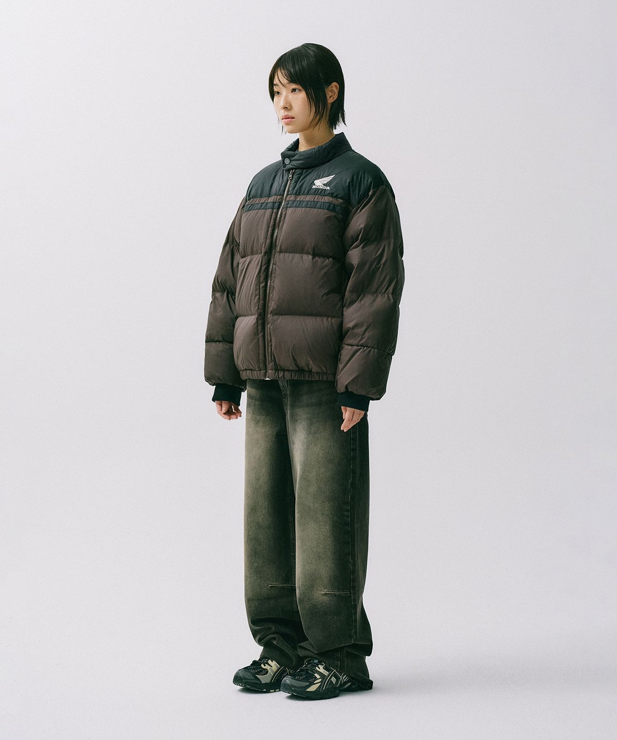 핍스 모터사이클(PHYPS MOTORCYCLE) Honda Wing logo Short Puffer_Brown
