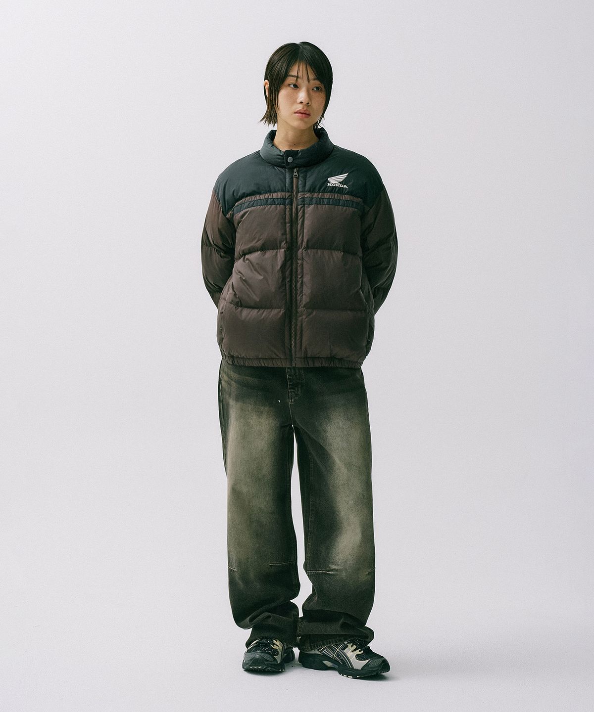 핍스 모터사이클(PHYPS MOTORCYCLE) Honda Wing logo Short Puffer_Brown
