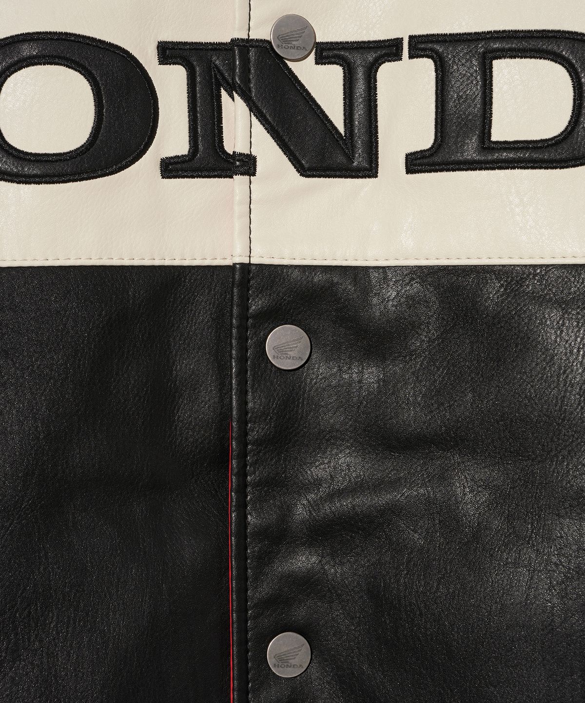 핍스 모터사이클(PHYPS MOTORCYCLE) Wappen Leather Varsity Jacket_Red