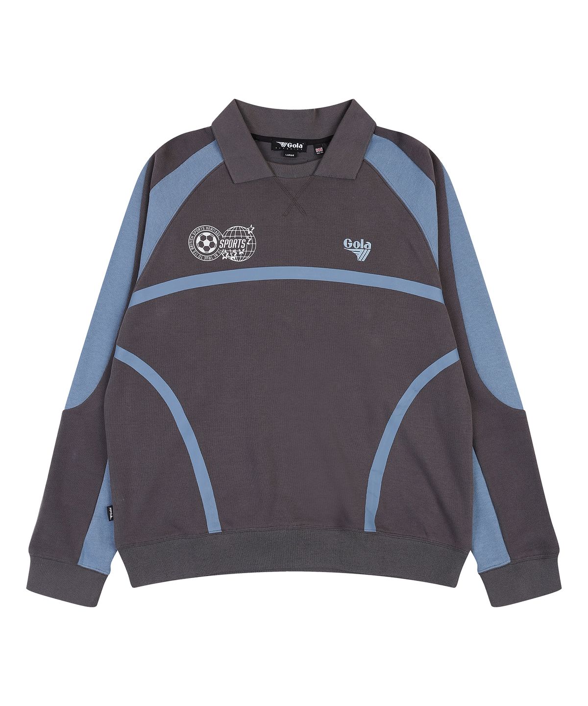 골라(GOLA) COLOR BLOCK COLLAR SWEAT SHIRTS [CHARCOAL]