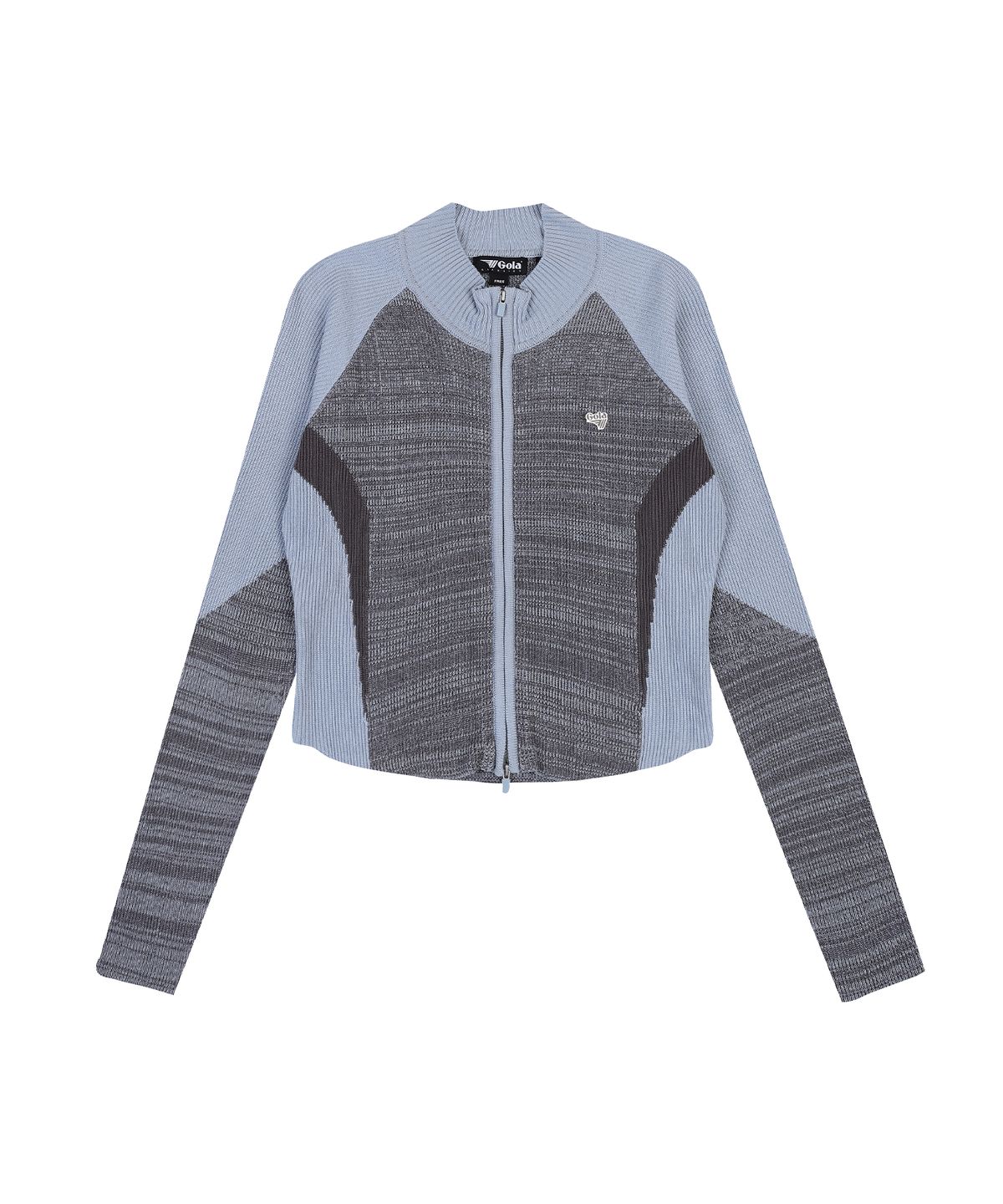 골라(GOLA) W SPORTY COLOR BLOCK KNIT ZIP-UP [SKY BLUE]