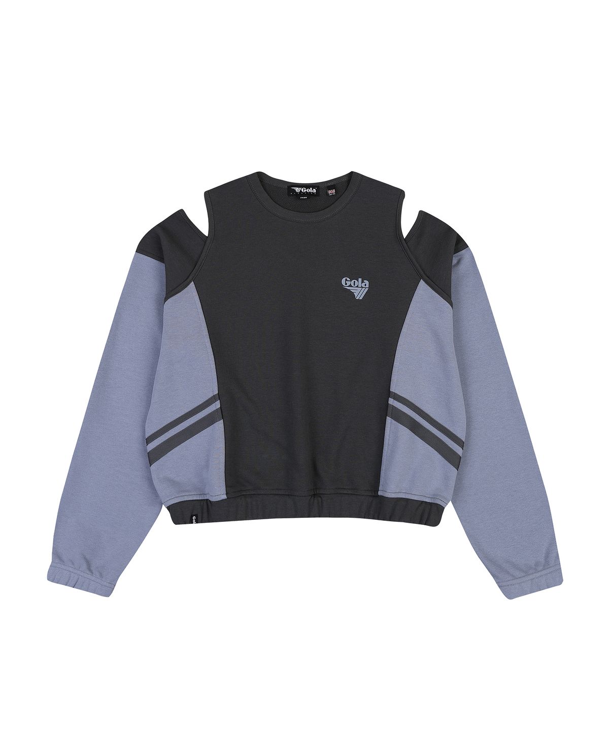골라(GOLA) W TRACK BLOCK SWEAT CUT-OFF TOP [CHARCOAL]