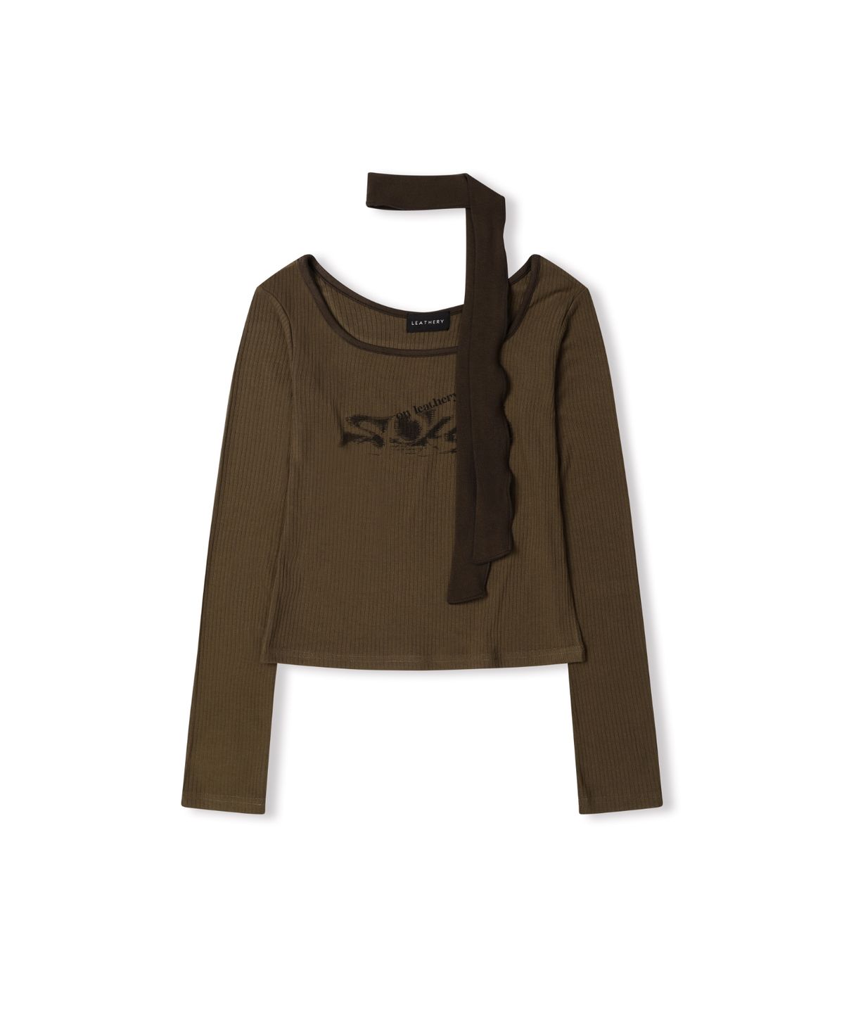 레더리(LEATHERY) 스퀘어넥 타이 스카프 티셔츠 [IVORY]