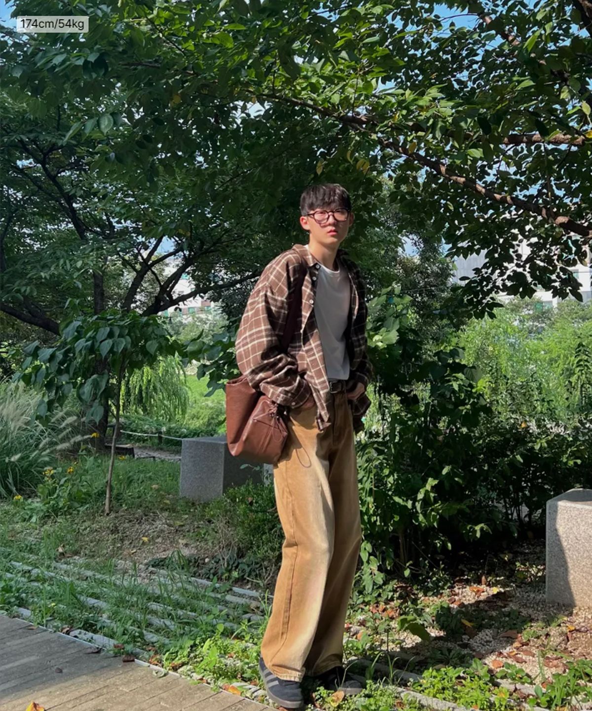 누빈다(NUBINDA) 빈티지 포레스트 체크 셔츠 [브라운]