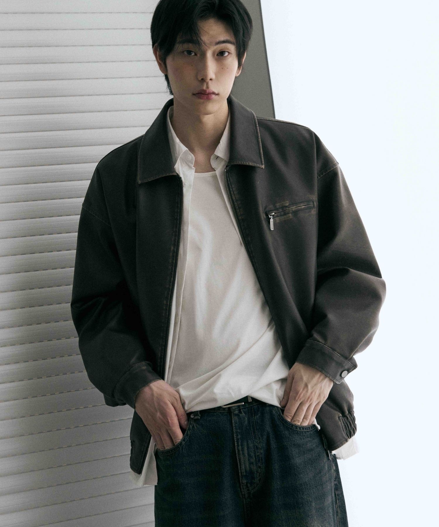 レザージャケット・コート Vintage Washing Overfit Leather Jacket (2color) Vintage Loose Short Pu Leather Jacket Women Designer Zip Up