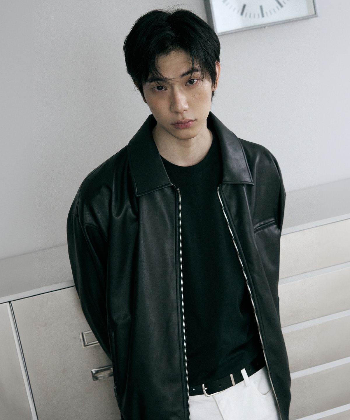 레더리(LEATHERY) 레더 오버핏 블루종 자켓 [BLACK]