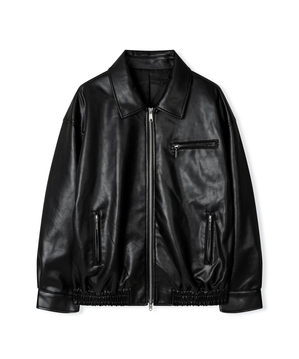 레더리(LEATHERY) 레더 오버핏 블루종 자켓 [BLACK]