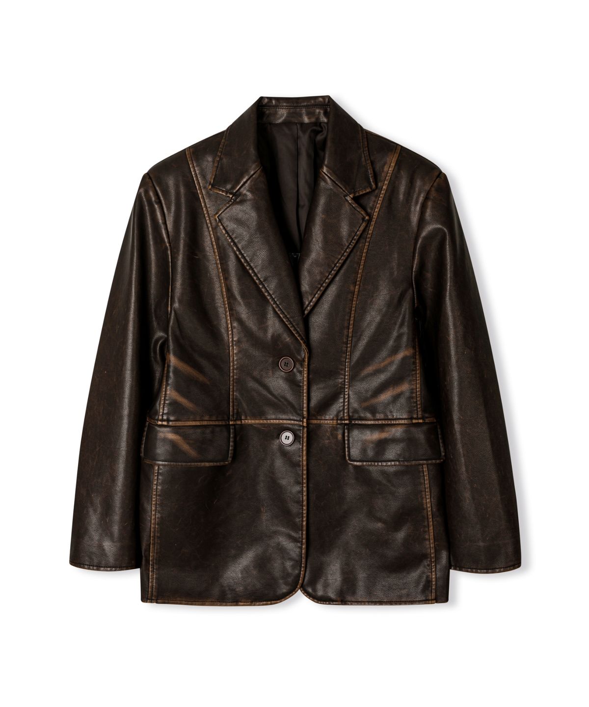 레더리(LEATHERY) 워시드 레더 블레이저 [WASHED BLACK]