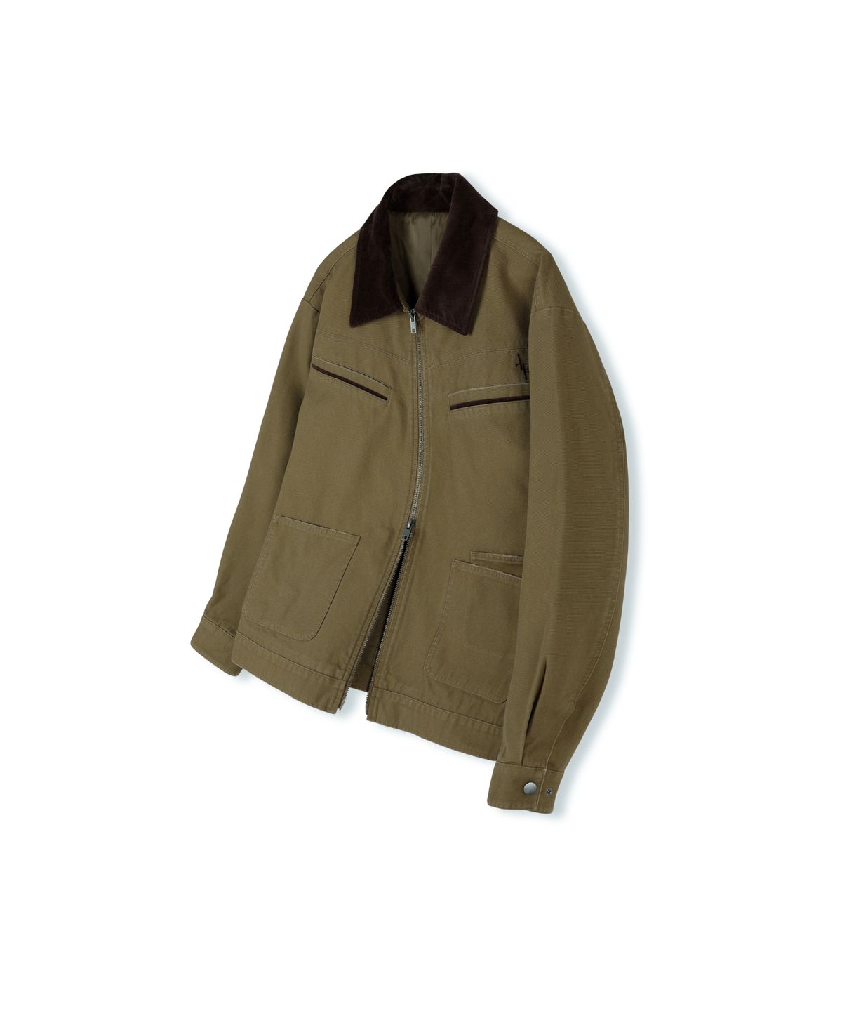 레더리(LEATHERY) 데미지 라인 워크 자켓 [KHAKI]