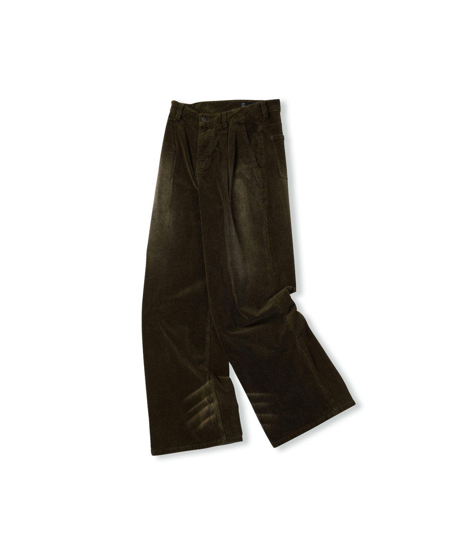 【SATIIIZ】Denen Button Brushed Corduroy Pants OBEEII Women's Straight Corduroy Pants High Waist Casual