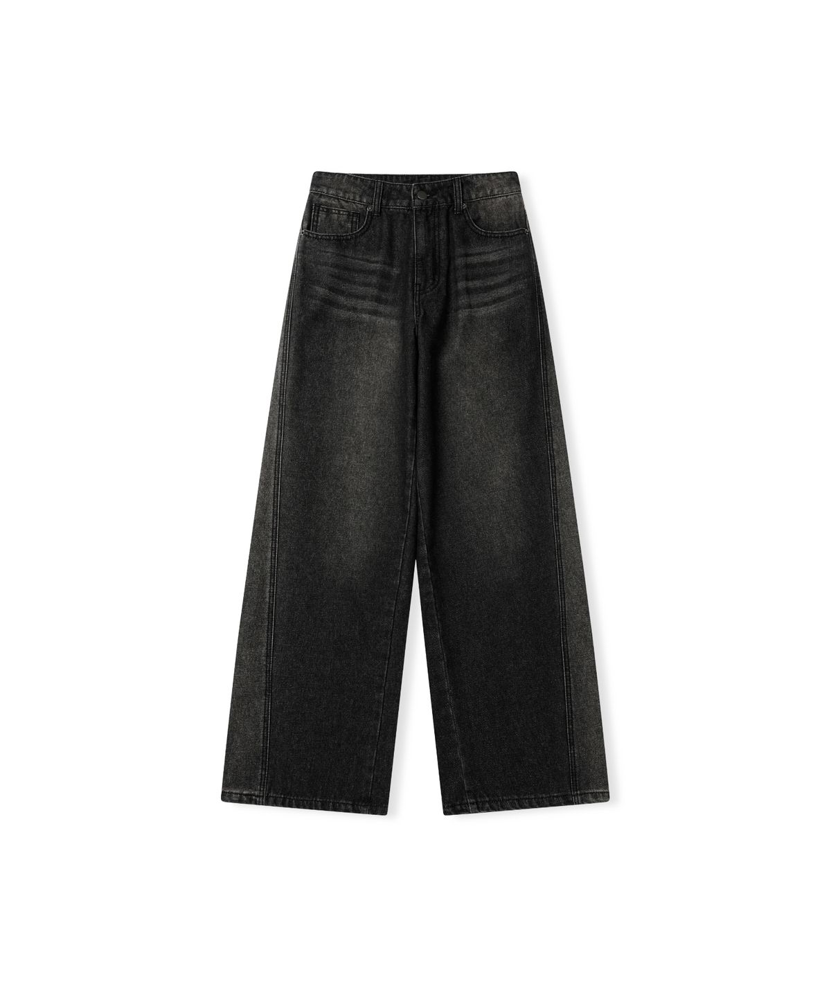 레더리(LEATHERY) 워시드 와이드 데님 팬츠 [BLACK]