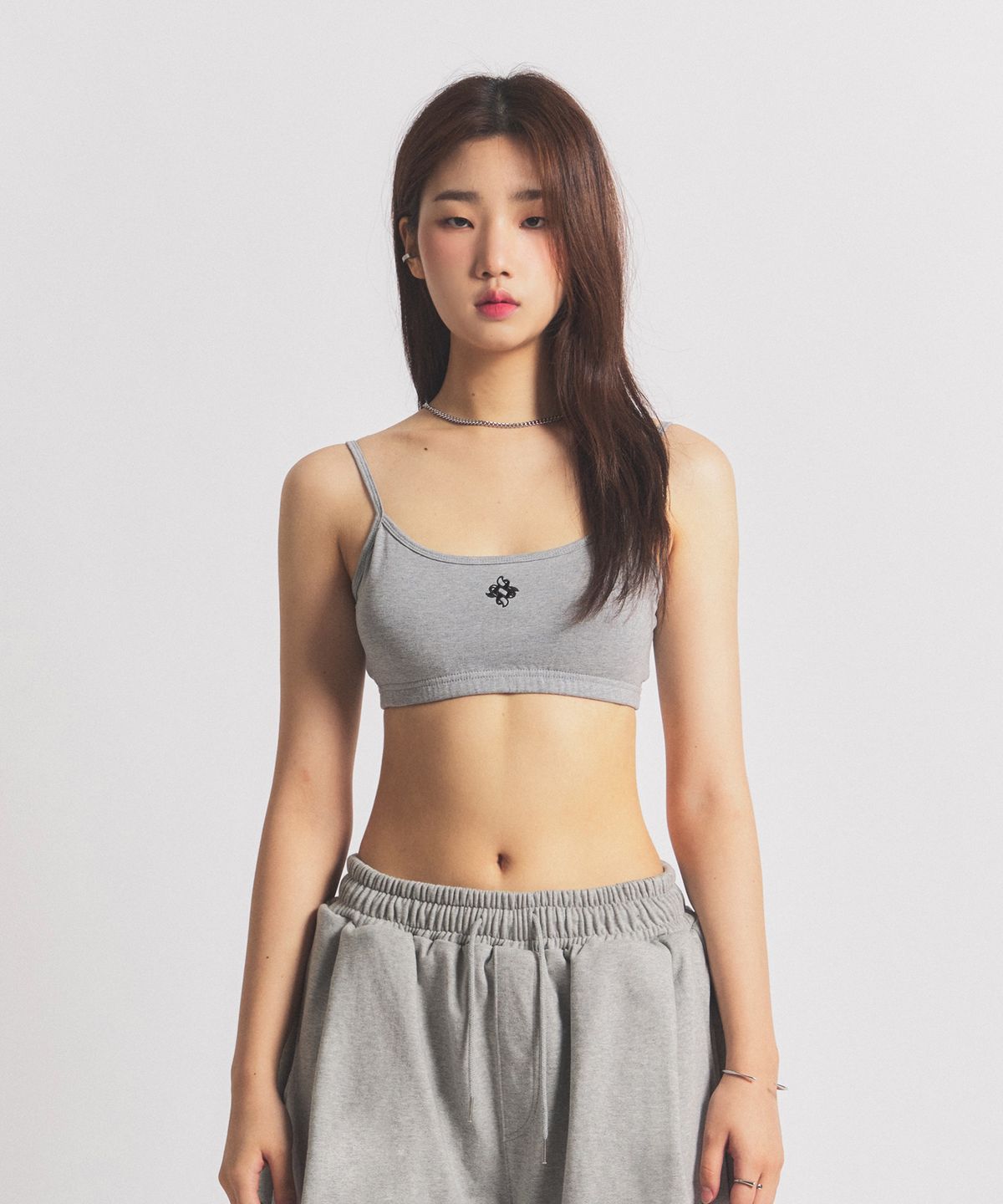 닐라이즈(NEALIZE) Symbol Logo Bra Top Gray