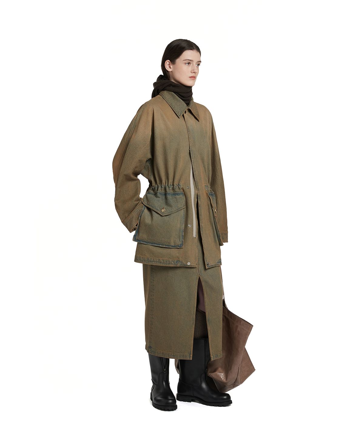 트렁크프로젝트(TRUNK PROJECT) Drawstring Denim Jacket_Khaki