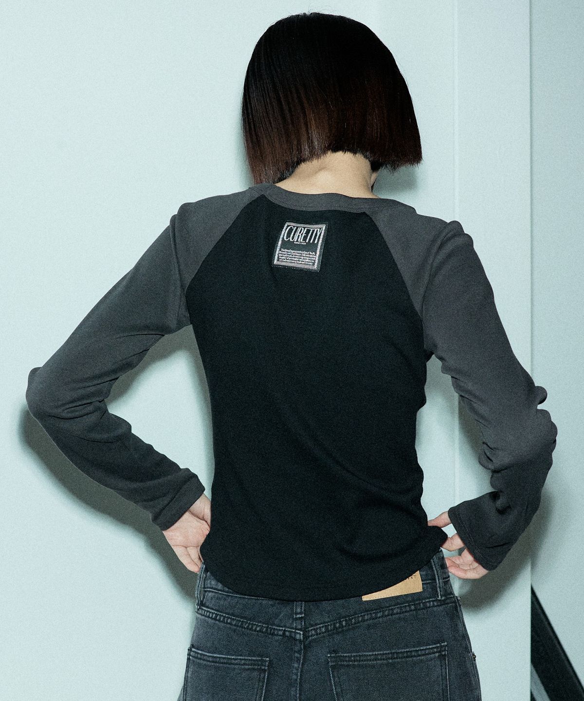 큐리티(CURETTY) C RAGLAN LONG SLEEVE T-SHIRT_BLACK