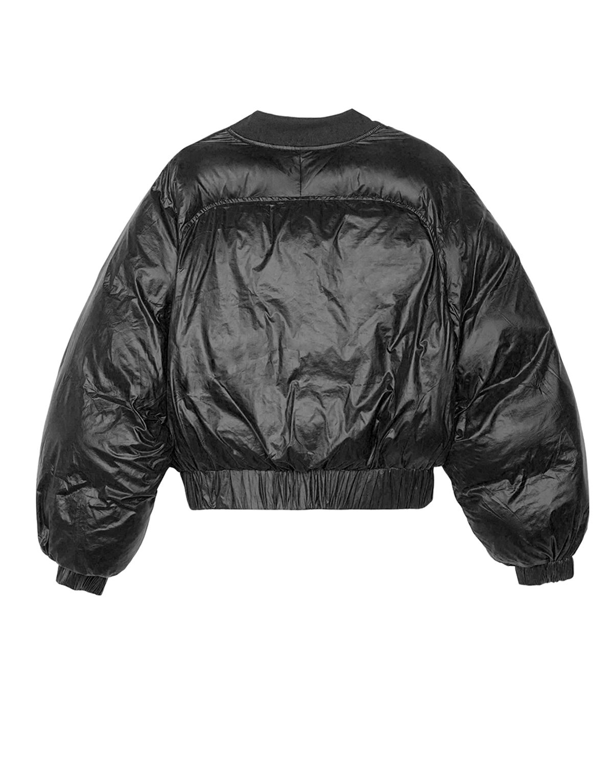 에프디알(FDR) Reversible Glossy Crop Short Puffer Black